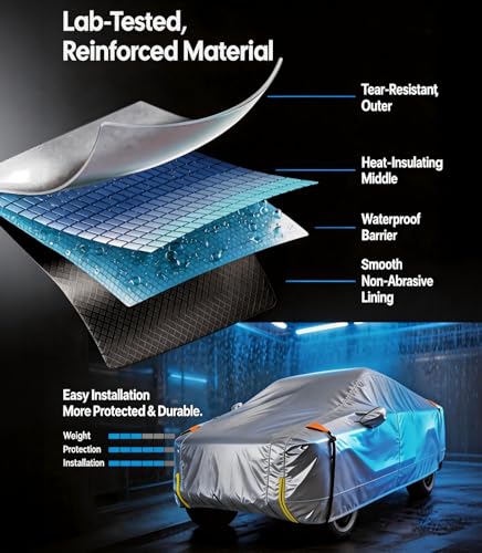 Wigoo Tesla Cybertruck Car Cover Accessories 2024-2026, Custom Fit Waterproof All Weather Outdoor Truck Cover, Windproof UV Rain Snow Dust Protection, Breathable Design, Paint-Safe Lining, Door Zipper - size: for Cybertruck (2024-2026)
