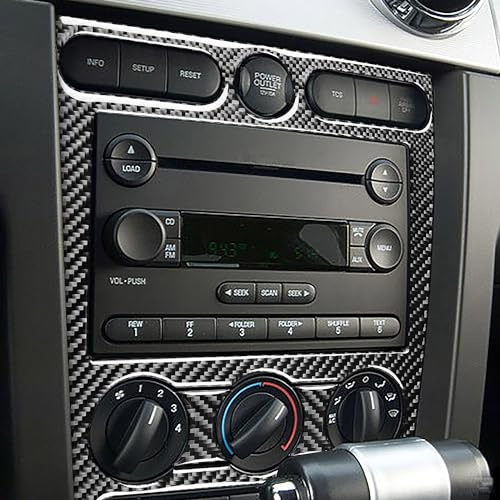 3PCS A/C CD Player Panel Cover Trim Stickers Car Central Console Compatible with Ford Mustang GT Shelby 2005 2006 2007 2008 2009 Interior Accessories Decals - color: CD Player Frame-black