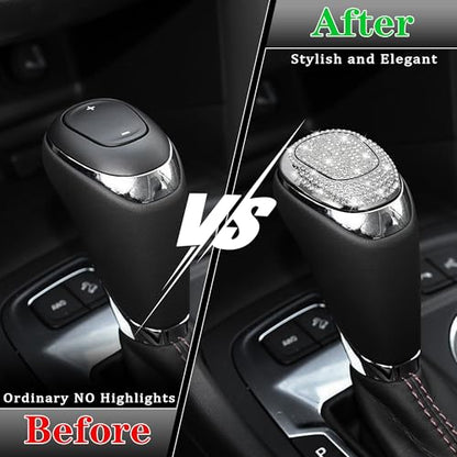 TOMALL Bling Gear Shift Knob Cover Compatible with Chevy Equinox 2018-2020 Cruze 2017-2019 Malibu 2016-2020 Shifter Panel Cover Shift Gear Lever Cover Trim Crystal Bling Decoration for Car Accessories