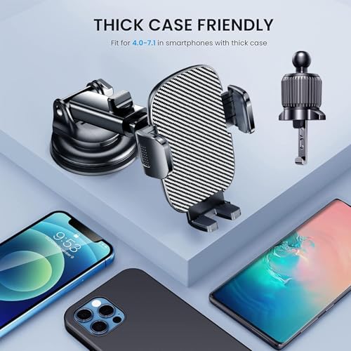 TICILFO Phone Mount for Car Phone Holder [Military-Grade Suction & Stable Clip] Car Phone Holder Mount Windshield Dashboard Air Vent Universal Automobile Mount Fit for All Dash Mounting Kits iPhone - style: Modle-B