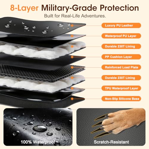 Dog Car Seat Cover for Back Seat, 52"x65" Waterproof Hard-Bottom Hammock with Side Flaps, Heavy-Duty 450lbs, Non-Slip & Scratch-Proof PU Leather Protector for SUV, Truck & Sedan Black - color: Black