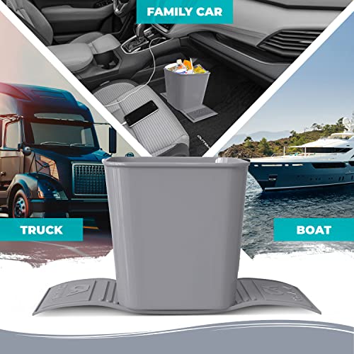 Garbage Can Trash Bin Waste Container Wastebasket for Auto Car Vehicle Boat Truck Quality Plastic Large 1 Gallon 4 Liter, Leakproof Quality for Life Gray - color: Gray