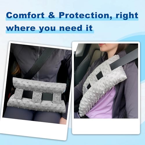 supregear Abdominal Seatbelt Pillow, Soft Minky Dot Cover Cushion with Hot/Cold Pack Pocket for Gentle Comfort and Pressure Relief During Travel or Recovery (Grey) - color: Grey (Minky Dot Cover)