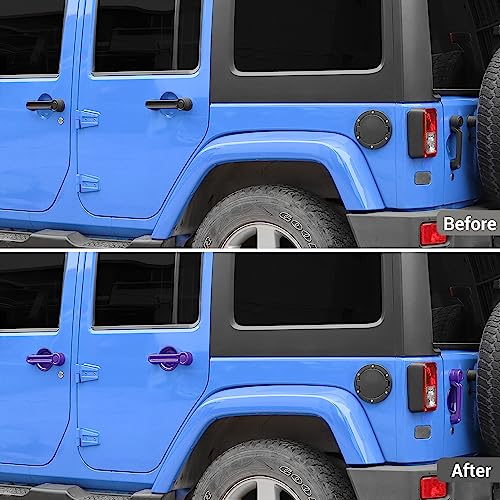 Exterior Door Handle Cover Tailgate Handle Cover Recess Guard Compatible with 2007-2017 Jeep Wrangler JK JKU Sports Sahara Freedom Rubicon Unlimited, Purple, 15PCs - color: Purple