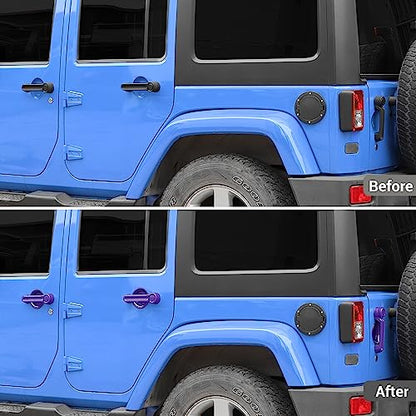 Exterior Door Handle Cover Tailgate Handle Cover Recess Guard Compatible with 2007-2017 Jeep Wrangler JK JKU Sports Sahara Freedom Rubicon Unlimited, Purple, 15PCs - color: Purple