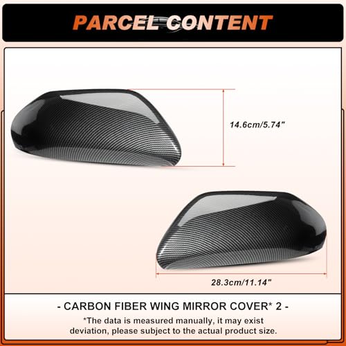 ACLONG Mirror Cover Caps Compatible with Toyota Camry 2018 2019 2020 2021 2022 2023 2024 2025 Carbon Fiber Side Mirror Cap Replacement Trim-Driver & Passenger Side-2 PCS - size: Fit for Toyota Camry 2018-2025-Carbon Fiber