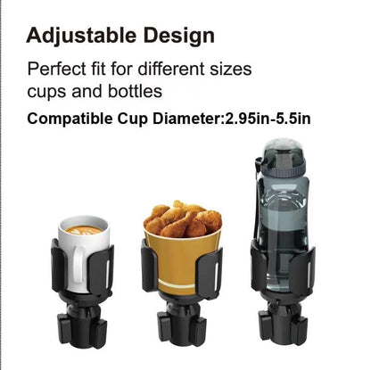 Car Cup Holder Expander, Cup Holder Extender Adapter with Expandable Arm and Offset Adjustable Base