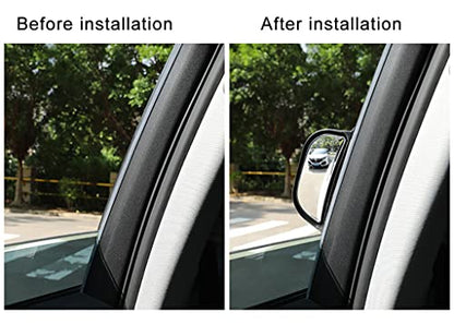 Back Passenger Rear View Mirror Adjustable Blind Spot Mirror,Real Glass,Car SUV Side View Mirror Wide Angle With Convex Surface Stick on B-Pillar for 2nd Row Door Safely Get-Off (Black frame, 1 PC) - size: 1 PC