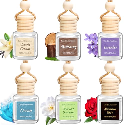 6 Pack Car Air Freshener - Mothers Day Gift for Her, Hanging Air Freshener Essential Oil Diffuser, Romantic Car Scents Cute Auto Decor Birthday Gifts for Women/Men