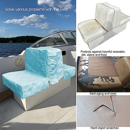 Blue Wave Back to Back Seat Covers - Gray 2 Set, Replacement Lounge Seats, Soft Microfiber, 100% Waterproof - color: 2 Sets Blue
