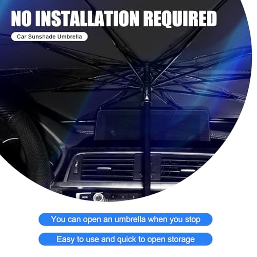 1 PC Car Front Windshield Sunshade, 55.1" x 31.5" Opening Retractable Sun Protection Heat Insulation Sunshade with 11.02" x 3.54" Storage Bag, Suitable for Most Cars, SUVs, Trucks (Silver)