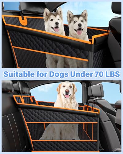 Instraella Dog Car Seat for Large Dogs, Half Back Seat Extender with Hard Bottom, Waterproof Non-Slip Pet Car Seat for Cars, SUVs and Trucks, Fits Medium Dogs - color: Black