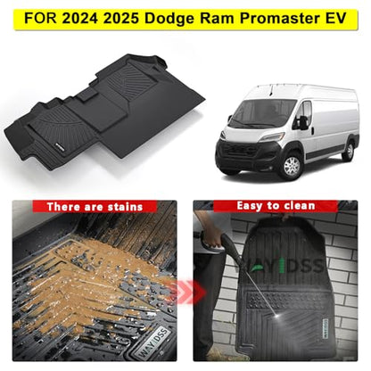 Floor Mats Fits 2024 2025 2026 Dodge Ram ProMaster EV, TPE All Weather Protection Car Front Row Mats, Black mat Accessories(Not Fit for Fuel) - size: For 2024-26 Promaster EV floor mat