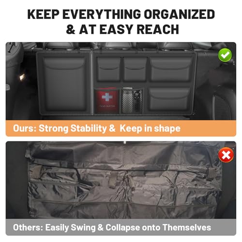 Detachable Hanging Trunk Organizer, Foldable Car Trunks Organizer Back Seat Hangings with 7 Large Compartments, Hanging Trunk Organizer for SUVs, Jeeps, Hatchbacks