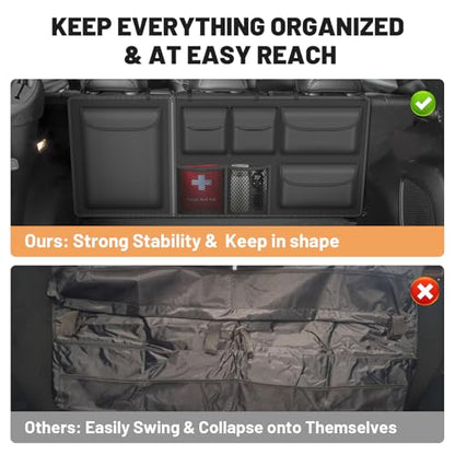 Detachable Hanging Trunk Organizer, Foldable Car Trunks Organizer Back Seat Hangings with 7 Large Compartments, Hanging Trunk Organizer for SUVs, Jeeps, Hatchbacks
