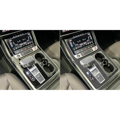 NVCNX Real Premium Carbon Fiber Accessories for Audi Q8 2019-2026 / Q7 SQ7 SQ8 RS Q8 2020-2026 2021 2022 2023 2024 2025 Car Center Console Gear Shift Panel Cover Interior Trim Sticker Decal 1PC - color: Center Console Gear Shift Panel Trim