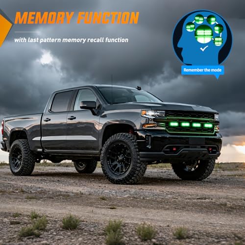 Nilight 4PCS 24LED Emergency Strobe lights 12V 24V Green Surface Mount Grille Hazard Safety Warning Light Sync Feature Side Flashing Marker Flash for Car Truck Campers - color: Green