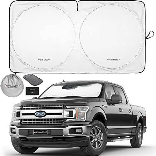 Autoamerics 1-Piece Windshield Sun Shade Standard Silver Foldable Car Front Window Sunshade for Most Cars SUV Truck Heat Blocker Visor Protector Blocks Max UV Rays and Keeps Your Vehicle Cool X-Large - color: Standard Silver, size: X-LARGE = 66 x 36 inche