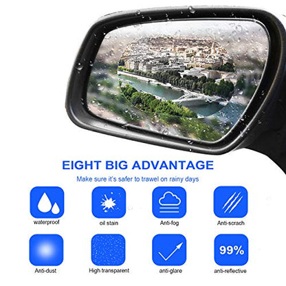 12 Pieces Car Rearview Mirror Film Rainproof Waterproof Anti Fog Nano Coating for Mirrors and Side Windows