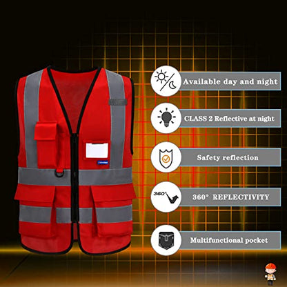 safety vest red - color: Red, size: Large