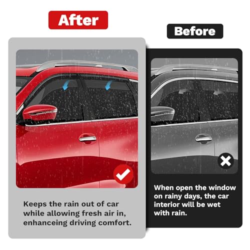 Canvcle Rogue Rain Guards - Window Visors for Nissan Rogue 2014-2020, Outside-Mount Tape-On Side Window Wind Deflectors for Rogue Accessories, Vent Visors Shades Rainproof 4PCS - size: Nissan Rogue 2014-2020