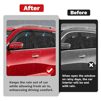 Canvcle Rogue Rain Guards - Window Visors for Nissan Rogue 2014-2020, Outside-Mount Tape-On Side Window Wind Deflectors for Rogue Accessories, Vent Visors Shades Rainproof 4PCS - size: Nissan Rogue 2014-2020