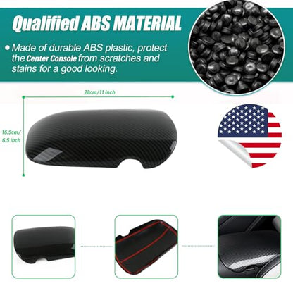Carbon Fiber Center Console Cover Armrest Lid Cover for 2015-2024 Ford Mustang GT/Ecoboost/ S550/ S650/ Shelby GT350/GT350R/GT500 Interior Trim Car Accessories - Gloss Black