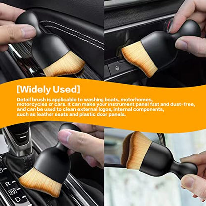 AOCISKA Car Interior Detailing Brush,Soft Bristle Cleaning Brush Car Detailing Brush Dusting Brush,Car Interior Cleaning Tool,Auto Detail Brush Car Dash Duster Brush (Black&Brown) - color: Black&brown