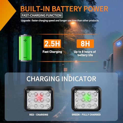 Nilight 12LED Magnetic Wireless Trailer Lights 2PCS Rechargeable Portable Hazard Beacon Warning Light Blue Emergency Strobe Light for Trucks Trailers Vehicles Cars Bus Surface Mount - color: 12LED Blue