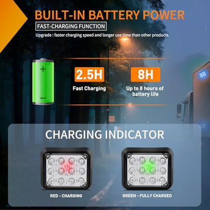 Nilight 12LED Magnetic Wireless Trailer Lights 2PCS Rechargeable Portable Hazard Beacon Warning Light Blue Emergency Strobe Light for Trucks Trailers Vehicles Cars Bus Surface Mount - color: 12LED Blue