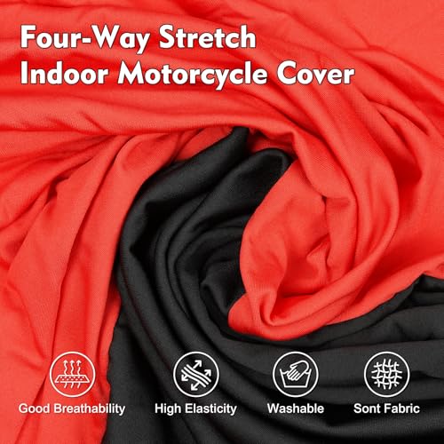 Indoor Car Cover, Stretch Satin Soft Dust Protection, Universal Fit for 181-197 Inch Sedans, Breathable Full Car Cover for Garage, Car Show, Windproof with Storage Bag, Red & Black - size: XL (FIT 190*70*47inches)