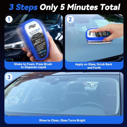 New Upgrade 3.0 Automotive Oil Film Cleaning Brush for Car Windows - Clear Vision Windshield Cleaner with Anti-Rain & Anti-Fog Coating for Improved Clarity and Safer Driving (2PCS) - size: XL