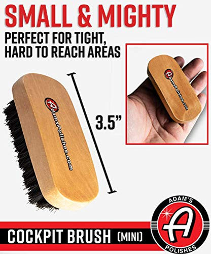 Adam's Polishes Cockpit Detailing Brush (Mini) - Car Cleaning Brush | Scrub Brush for Interior Leather Cleaner Carpet Upholstery Bathroom Fabric Shoe - size: Mini