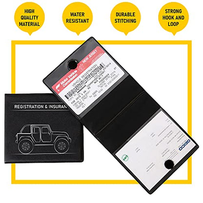 CANOPUS Car Registration and Insurance Holder, Car Document Holder, Vehicle Registration and Insurance Card Holder, Wallet for Auto, Trailer, Motorcycle, Truck, Vehicle Paperwork Organizer (2 Pack) - size: Jeep