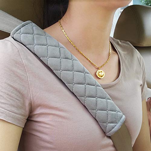 4 Pack Universal Car Seat Belt Pads, Adult Seat Belt Shoulder Strap Covers Harness Pad for Car/Bag,Soft Comfort Helps Protect You Neck Shoulder from The Seat Belt Rubbing（Gray） - color: gray