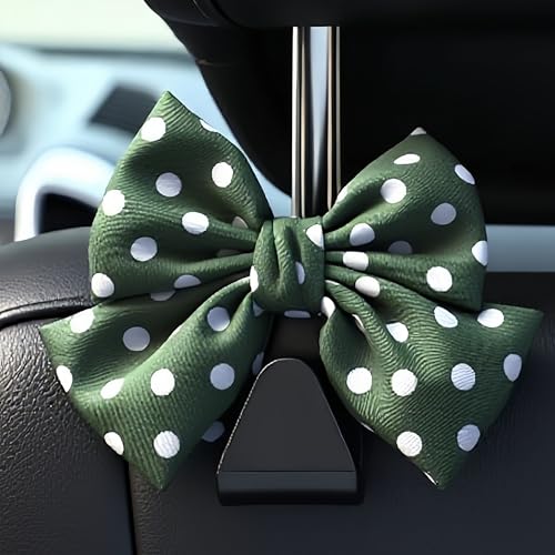 2-Pack Car Purse Hooks for Hanging Purses and Bags, Cute Bow car seat headrest Hooks for Hanging car Purse Hooks. (Green Wave Point) - color: Green Wave point
