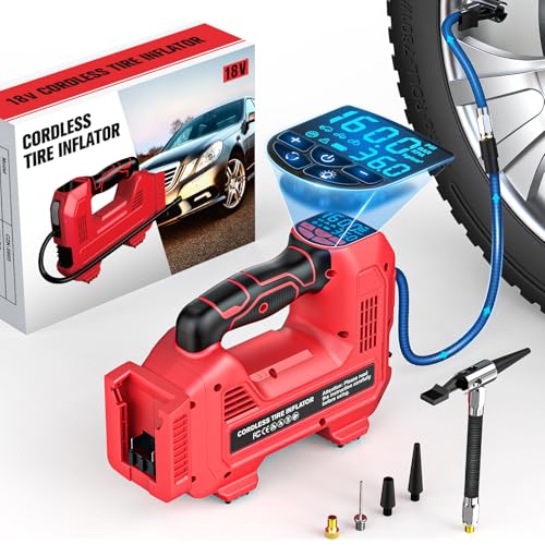 160PSI Cordless Tire Inflator Air Compressor Compatible With Milwaukee 18V Battery, LIVOWALNY Portable Handheld Air Pump with Digital Pressure Gauge for Cars Motorcycles Bikes Sport Balls (No Battery) - style: 160PSI Compatible With Milwaukee 18V Battery