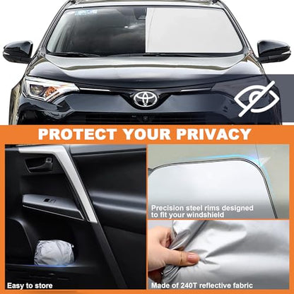 2026 Upgrade Front Windshield Sunshade fit for Toyota RAV4 2013-2018 Reflector Foldable Car Shade Automotive Windshield Sunshades for Toyota RAV4 Windshield Sun Shade |Keeps Your Vehicle Cool| - size: Fit for Toyota RAV4 2013-2018