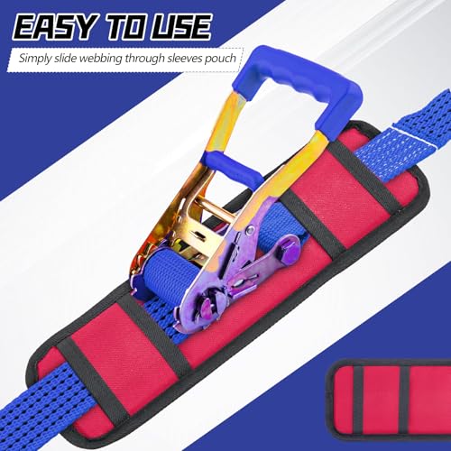 Seenelling 4 Pack Tie Down Strap Protector Sleeve Universal Protective Sleeves for Ratchet Straps Protective Strap Protector, Preventing Damage to Boat Trailers Kayaks Yacht Trucks, 4 x 12'' (Red) - color: Red