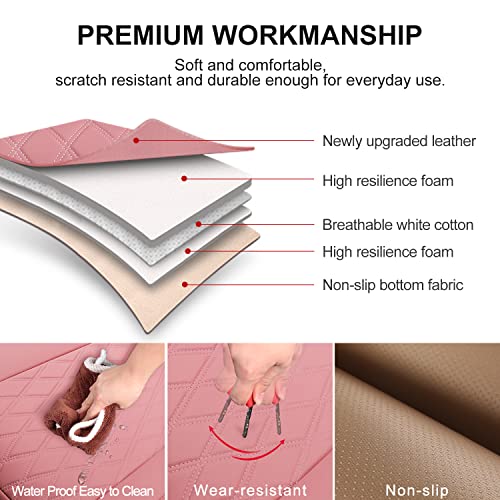 2 Pack Leather Front Car Seat Cover Bottom Car Seat, Anti-Slip and Full Wrap Driver Car Seat Protectors with Storage Pocket, Luxury Waterproof Bottom Auto Seat Cushion Pad Mat for Most Vehicles(Pink) - color: pink-2pcs
