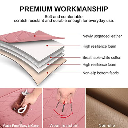 2 Pack Leather Front Car Seat Cover Bottom Car Seat, Anti-Slip and Full Wrap Driver Car Seat Protectors with Storage Pocket, Luxury Waterproof Bottom Auto Seat Cushion Pad Mat for Most Vehicles(Pink) - color: pink-2pcs