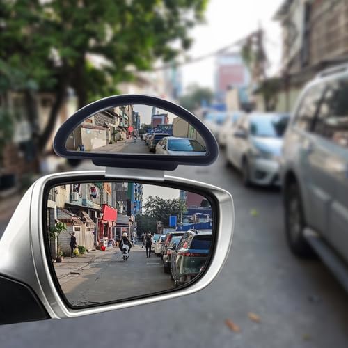 Blind Spot Mirror Adjustable 360 Degree Car Side Mirror, HD Glass Rear View Mirror Exterior Accessories for Car SUV Frame Thickness Less than 5MM - style: Single (Clamp Mount)