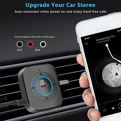 iDIGMALL Bluetooth 5.4 Receiver for Speaker, Wireless HiFi Music Adapter w/Built-in Mic for Hands-Free Calls for Car Home Stereo Wired Headphones with 3.5mm RCA Aux Jack, 20 Hrs Playtime, Multi-Point - color: J207