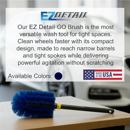 EZ Detail Go Brush for Cars | Flexible Wheel, Tire, and Engine Detailing Brush | Chemical-Resistant Bristles | Fits EZ Detail Brush System, Wheel Wells, and Aros