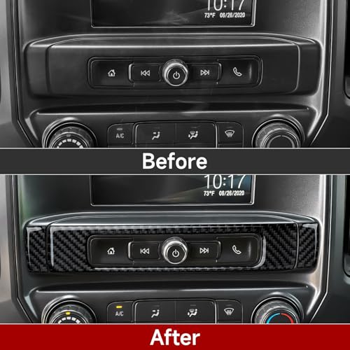 Car Radio Sticker Carbon Fiber Decal Cover Interior Trim for Chevrolet Silverado/GMC Sierra 1500 2500HD 3500HD 2014-2018 Accessories - color: Radio