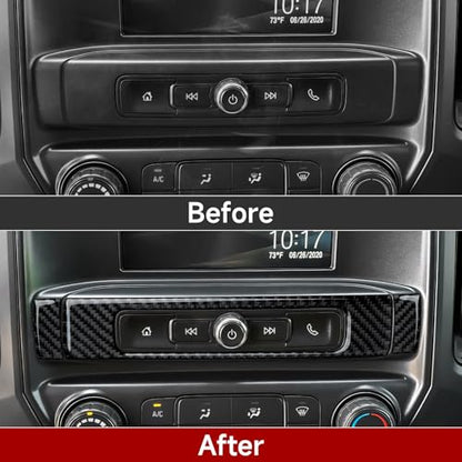 Car Radio Sticker Carbon Fiber Decal Cover Interior Trim for Chevrolet Silverado/GMC Sierra 1500 2500HD 3500HD 2014-2018 Accessories - color: Radio