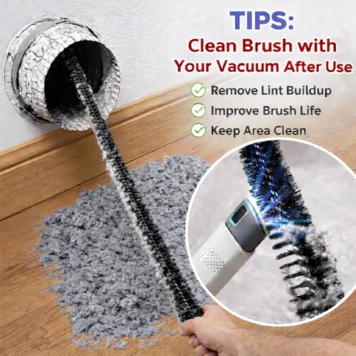 2-Pack Dryer Vent Cleaner Kit - Long Flexible Dryer Lint Brush & Refrigerator Coil Cleaner - Multi-Use Radiator Brush & Lint Trap Cleaning Tool for Fire Prevention - size: Full