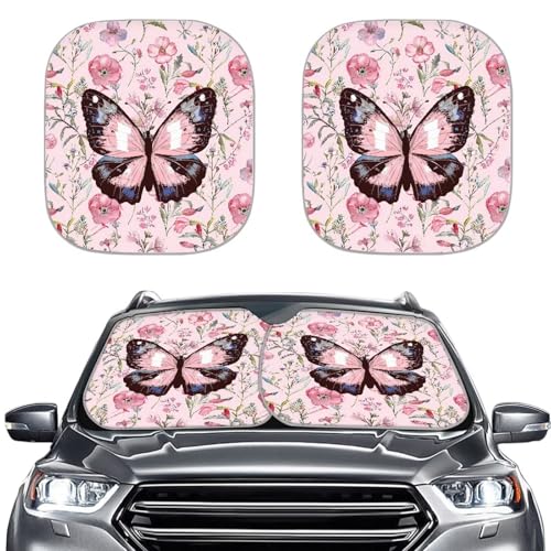 Cute Butterfly Sun Shade for Car Windshield Foldable Front Windshield Shade for Sun Auto Vehicle Shield Reflector Blocking Screen Cover Fit Car Front Window for Trucks SUV Van - color: Cute Butterfly