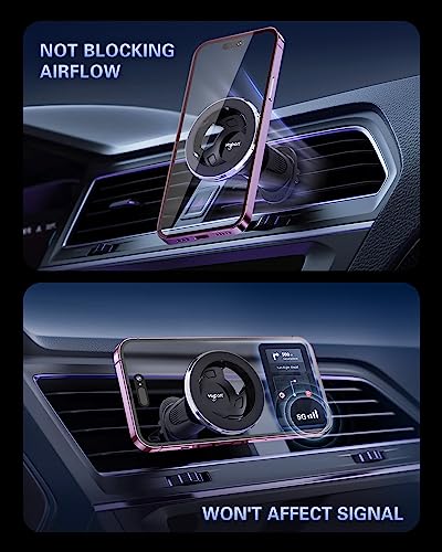 for Magsafe Vent Mount [Horizontal/Vertical]: Ultra Strong Magnetic Car Phone Holder, Circle Magnet Air Vent Stand for Mag Safe Phone Grip, iPhone 16 15 14 Pro Max Samsung Cellphone Case, Ring Holder - style: Vent Mount