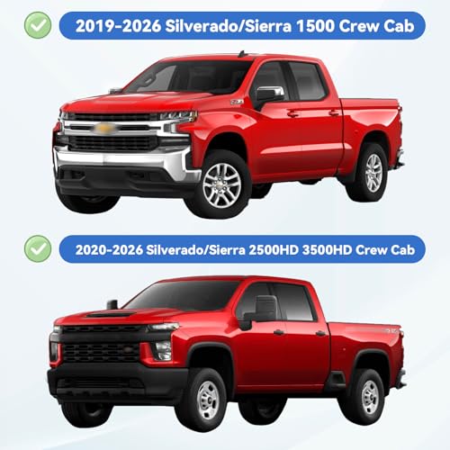 Window Visors Rain Guards for 2019-2026 Chevy Silverado/GMC Sierra 1500 Crew Cab, Out-Channel Window Vent Wind Deflectors Visors Shades for 20-26 Silverado/Sierra 2500HD 3500HD Crew Cab - size: 2019-2024 Silverado/Sierra 1500 Crew Cab